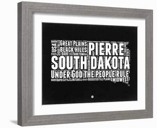 South Dakota Black and White Map-NaxArt-Framed Art Print