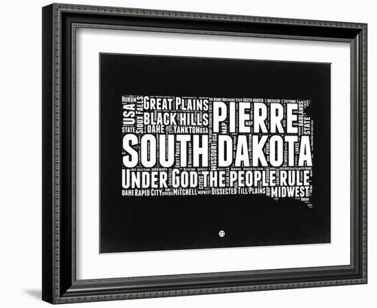 South Dakota Black and White Map-NaxArt-Framed Art Print