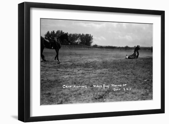 South Dakota - Calf Roping at Black Hills Round-Up-Lantern Press-Framed Art Print