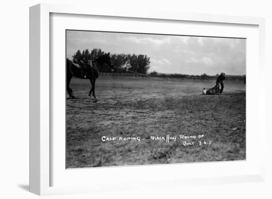 South Dakota - Calf Roping at Black Hills Round-Up-Lantern Press-Framed Art Print