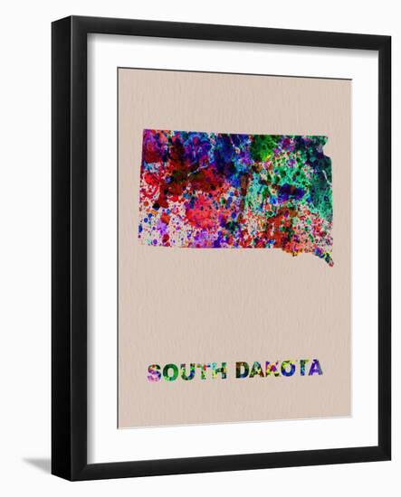 South Dakota Color Splatter Map-NaxArt-Framed Art Print