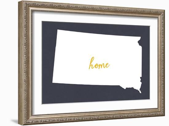 South Dakota - Home State - White on Gray-Lantern Press-Framed Art Print