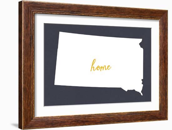 South Dakota - Home State - White on Gray-Lantern Press-Framed Art Print
