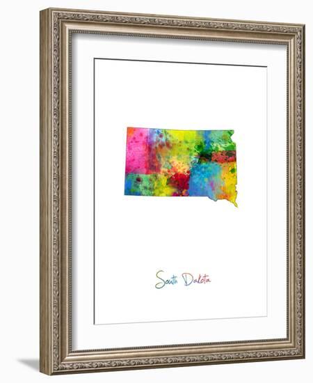 South Dakota Map-Michael Tompsett-Framed Art Print