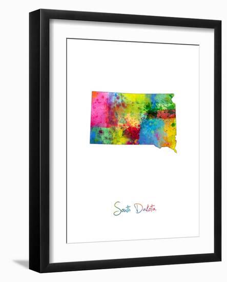 South Dakota Map-Michael Tompsett-Framed Art Print