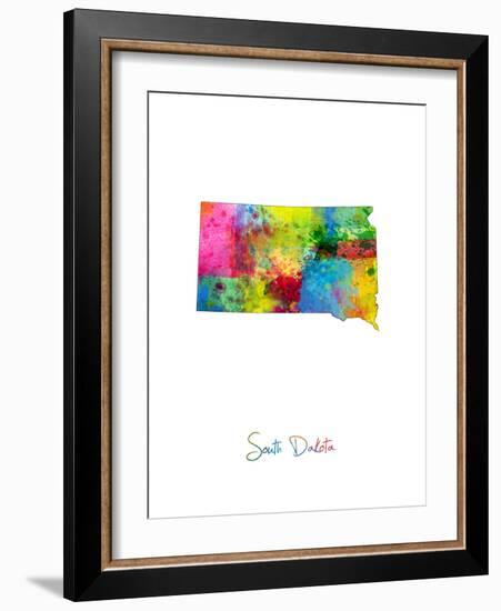 South Dakota Map-Michael Tompsett-Framed Art Print