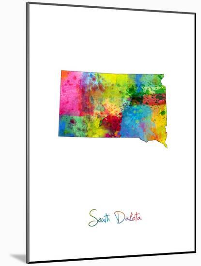 South Dakota Map-Michael Tompsett-Mounted Art Print