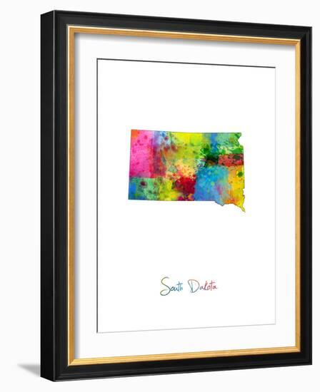 South Dakota Map-Michael Tompsett-Framed Art Print