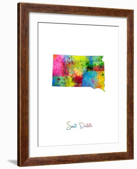 South Dakota Map-Michael Tompsett-Framed Art Print