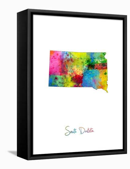 South Dakota Map-Michael Tompsett-Framed Stretched Canvas