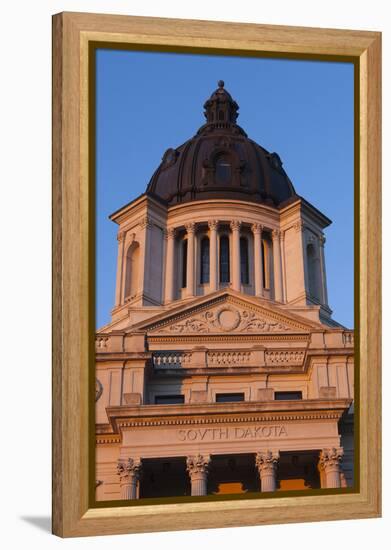 South Dakota State Capitol Exterior, Sunset, Pierre, South Dakota, USA-Walter Bibikow-Framed Premier Image Canvas