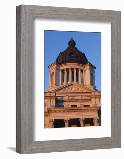 South Dakota State Capitol Exterior, Sunset, Pierre, South Dakota, USA-Walter Bibikow-Framed Photographic Print