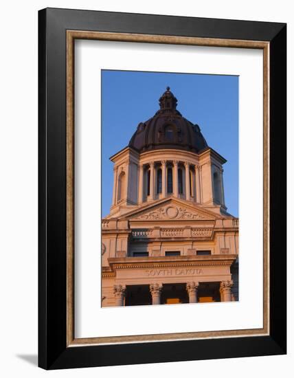 South Dakota State Capitol Exterior, Sunset, Pierre, South Dakota, USA-Walter Bibikow-Framed Photographic Print