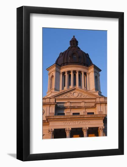 South Dakota State Capitol Exterior, Sunset, Pierre, South Dakota, USA-Walter Bibikow-Framed Photographic Print