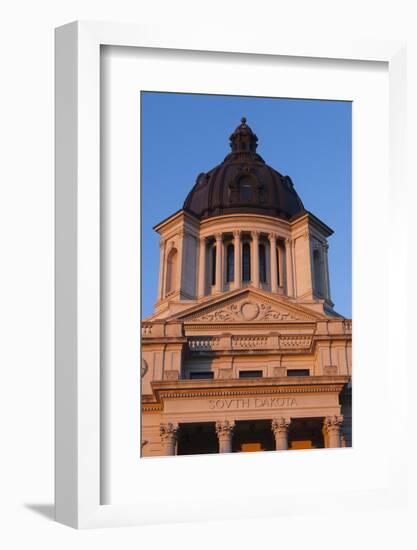 South Dakota State Capitol Exterior, Sunset, Pierre, South Dakota, USA-Walter Bibikow-Framed Photographic Print