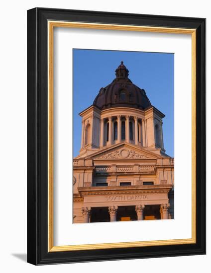 South Dakota State Capitol Exterior, Sunset, Pierre, South Dakota, USA-Walter Bibikow-Framed Photographic Print