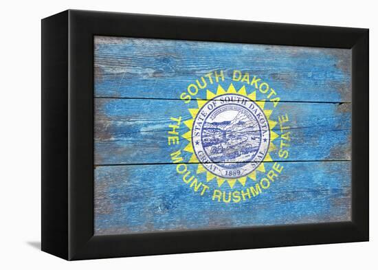 South Dakota State Flag - Barnwood Painting-Lantern Press-Framed Stretched Canvas