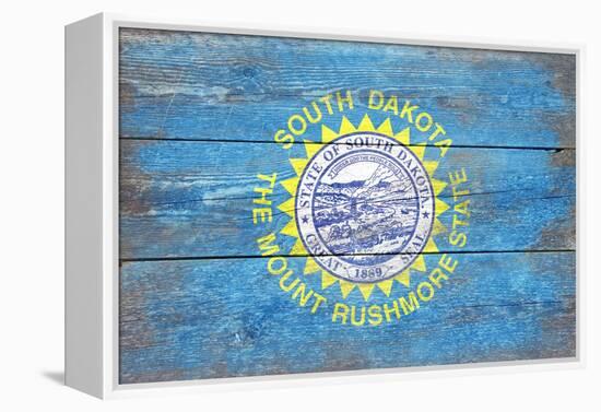 South Dakota State Flag - Barnwood Painting-Lantern Press-Framed Stretched Canvas