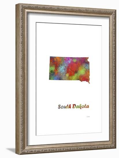 South Dakota State Map 1-Marlene Watson-Framed Giclee Print