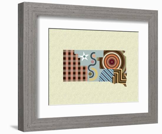 South Dakota State Map-Lanre Adefioye-Framed Giclee Print