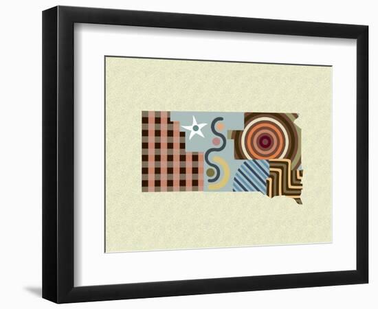 South Dakota State Map-Lanre Adefioye-Framed Giclee Print