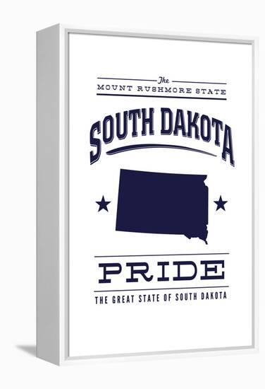 South Dakota State Pride - Blue on White-Lantern Press-Framed Stretched Canvas