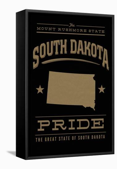 South Dakota State Pride - Gold on Black-Lantern Press-Framed Stretched Canvas