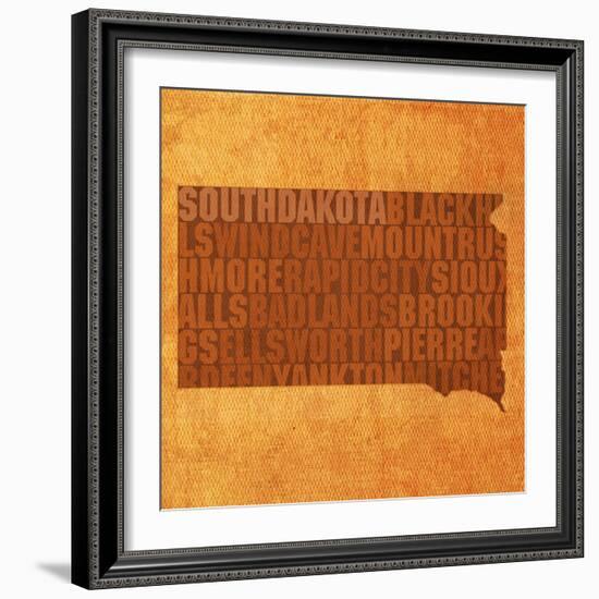 South Dakota State Words-David Bowman-Framed Giclee Print