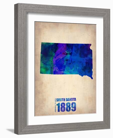 South Dakota Watercolor Map-NaxArt-Framed Art Print