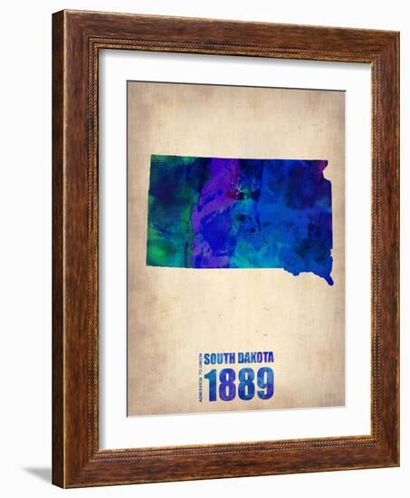 South Dakota Watercolor Map-NaxArt-Framed Art Print