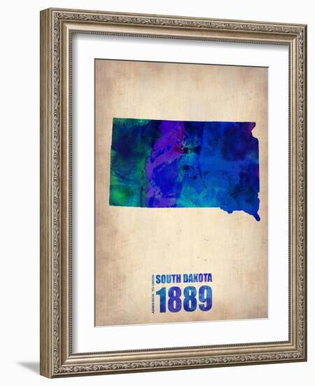 South Dakota Watercolor Map-NaxArt-Framed Art Print