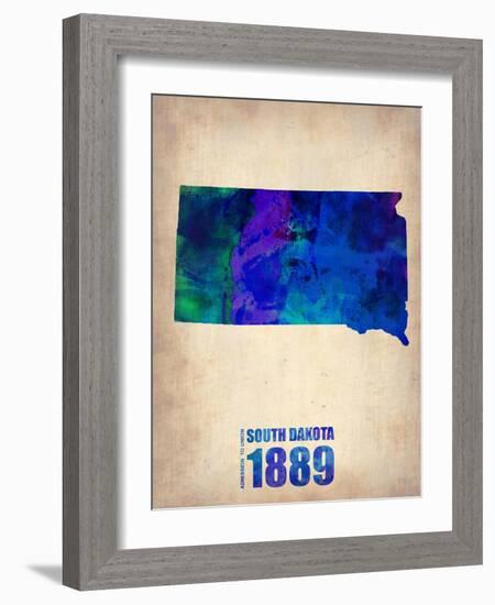 South Dakota Watercolor Map-NaxArt-Framed Art Print