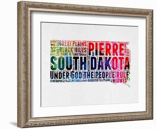 South Dakota Watercolor Word Cloud-NaxArt-Framed Art Print