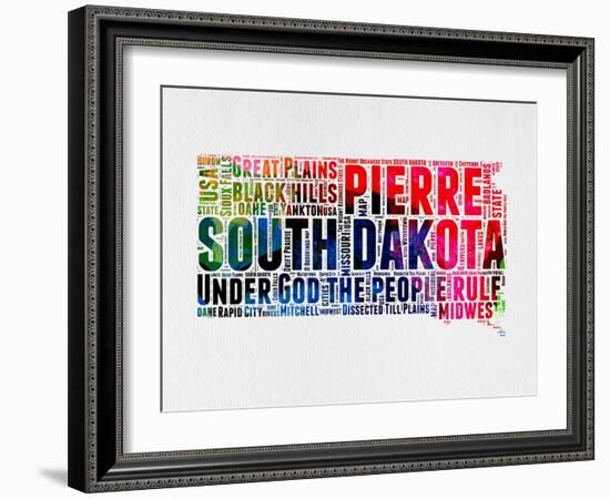 South Dakota Watercolor Word Cloud-NaxArt-Framed Art Print