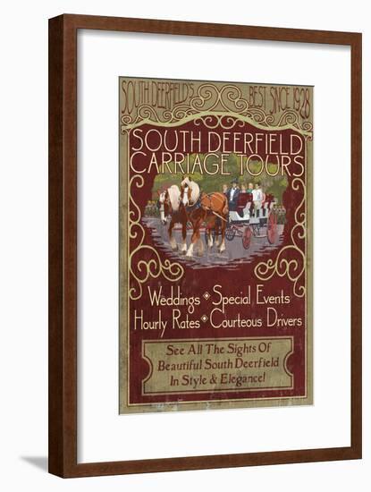 South Deerfield, Massachusetts - Carriage Tours-Lantern Press-Framed Art Print