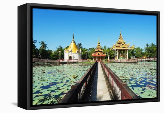 South East Asia, Myanmar, Bago, Lakeside Pagodas-Christian Kober-Framed Premier Image Canvas