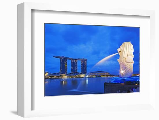 South East Asia, Singapore, Merlion and Marina Bay Sands-Christian Kober-Framed Photographic Print