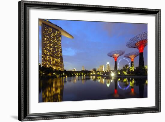 South East Asia, Singapore, South East Asia, Singapore, Gardens by the Bay and Marina Bay Sands-Christian Kober-Framed Photographic Print