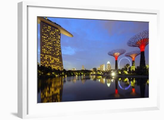 South East Asia, Singapore, South East Asia, Singapore, Gardens by the Bay and Marina Bay Sands-Christian Kober-Framed Photographic Print