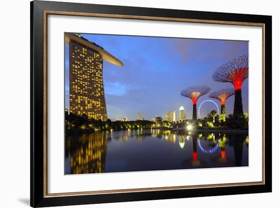 South East Asia, Singapore, South East Asia, Singapore, Gardens by the Bay and Marina Bay Sands-Christian Kober-Framed Photographic Print