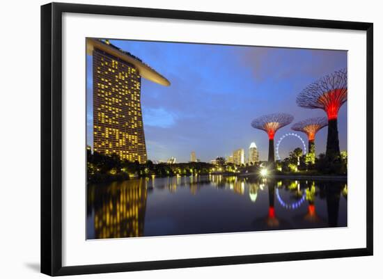 South East Asia, Singapore, South East Asia, Singapore, Gardens by the Bay and Marina Bay Sands-Christian Kober-Framed Photographic Print