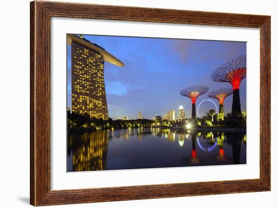 South East Asia, Singapore, South East Asia, Singapore, Gardens by the Bay and Marina Bay Sands-Christian Kober-Framed Photographic Print