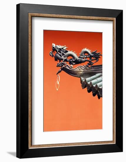 South East Asia, Singapore, Thian Hock Keng Temple, Detail of Dragon Sculpture-Christian Kober-Framed Photographic Print