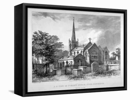 South-East View of St Mary's Church, Stoke Newington, London, 1842-JR Jobbins-Framed Premier Image Canvas