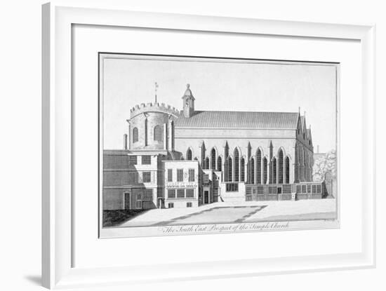 South-East View of Temple Church, City of London, 1737-Benjamin Cole-Framed Giclee Print