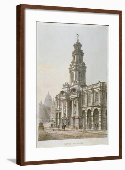 South-East View of the Royal Exchange's South Front, City of London, 1812-Thomas Sutherland-Framed Giclee Print