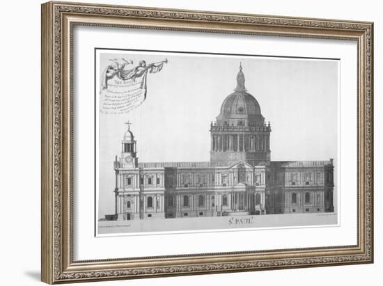 South Elevation of St Paul's Cathedral, City of London, 1702-William Emmett-Framed Giclee Print