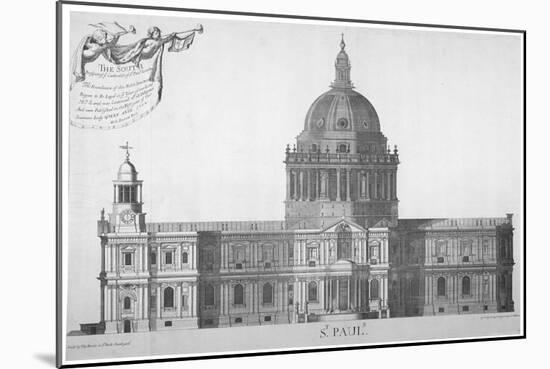 South Elevation of St Paul's Cathedral, City of London, 1702-William Emmett-Mounted Giclee Print