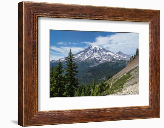 South Face of Mount Rainier seen Pinnacle Peak Trail. Mount Rainier National Park, Washington State-Alan Majchrowicz-Framed Photographic Print