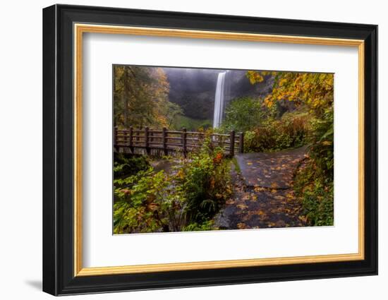 South Falls in Autumn at Silver Falls State Park, Silverton, Oregon-Chuck Haney-Framed Photographic Print